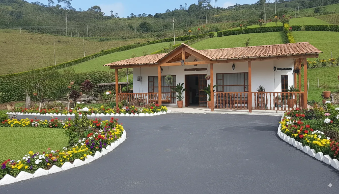 Casa campestre con terraza y jardín
