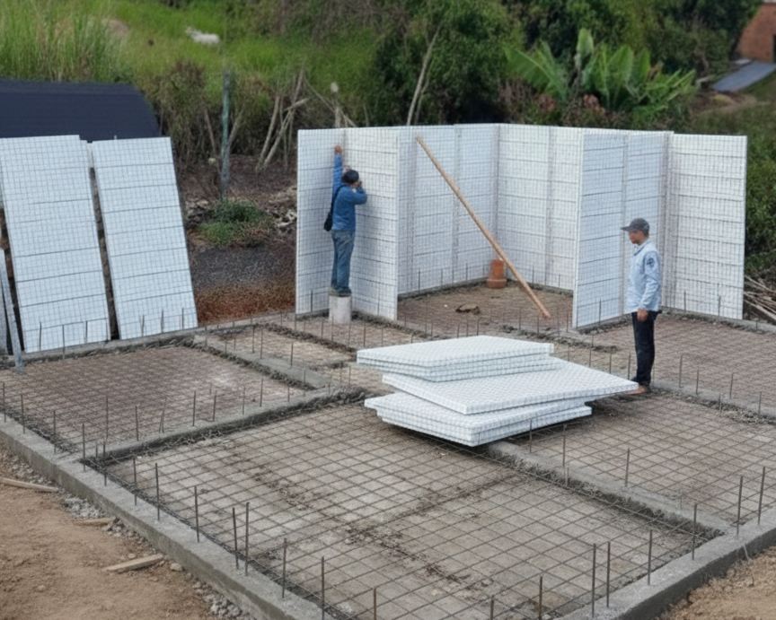 Instalación de paneles EPS para aislamiento acústico en construcción