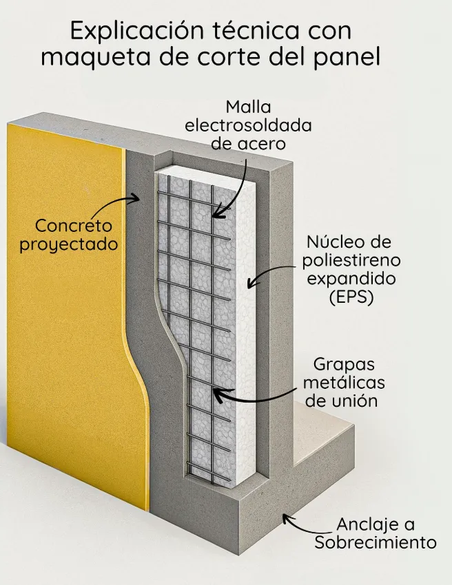 Panel de EPS mostrando su estructura para aislamiento